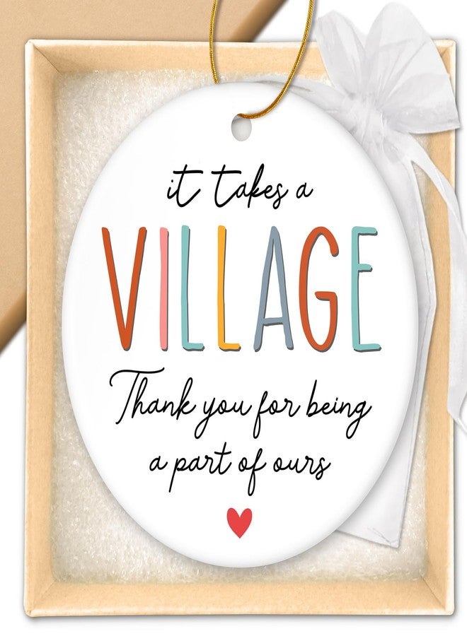 HEXMOZ هدايا عيد الميلاد من هيكسموز للمعلمات - هدايا شكر للنساء والرجال - هدية تقدير للممرضة، زميلة العمل، الموظفة، مقدمة الرعاية النهارية، المربية، جليسة الأطفال - زينة عيد الميلاد "يتطلب الأمر قرية" - Image 1